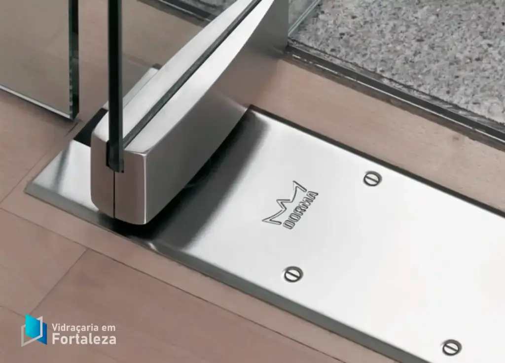 Porta de vidro pivotante com mola hidráulica em Fortaleza