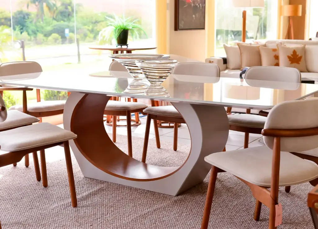 Tampo de mesa de vidro temperado branco leitoso Fortaleza